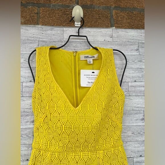 Diane Von Furstenberg Yellow Midi Sheath Dress size 0 - Picture 5 of 12